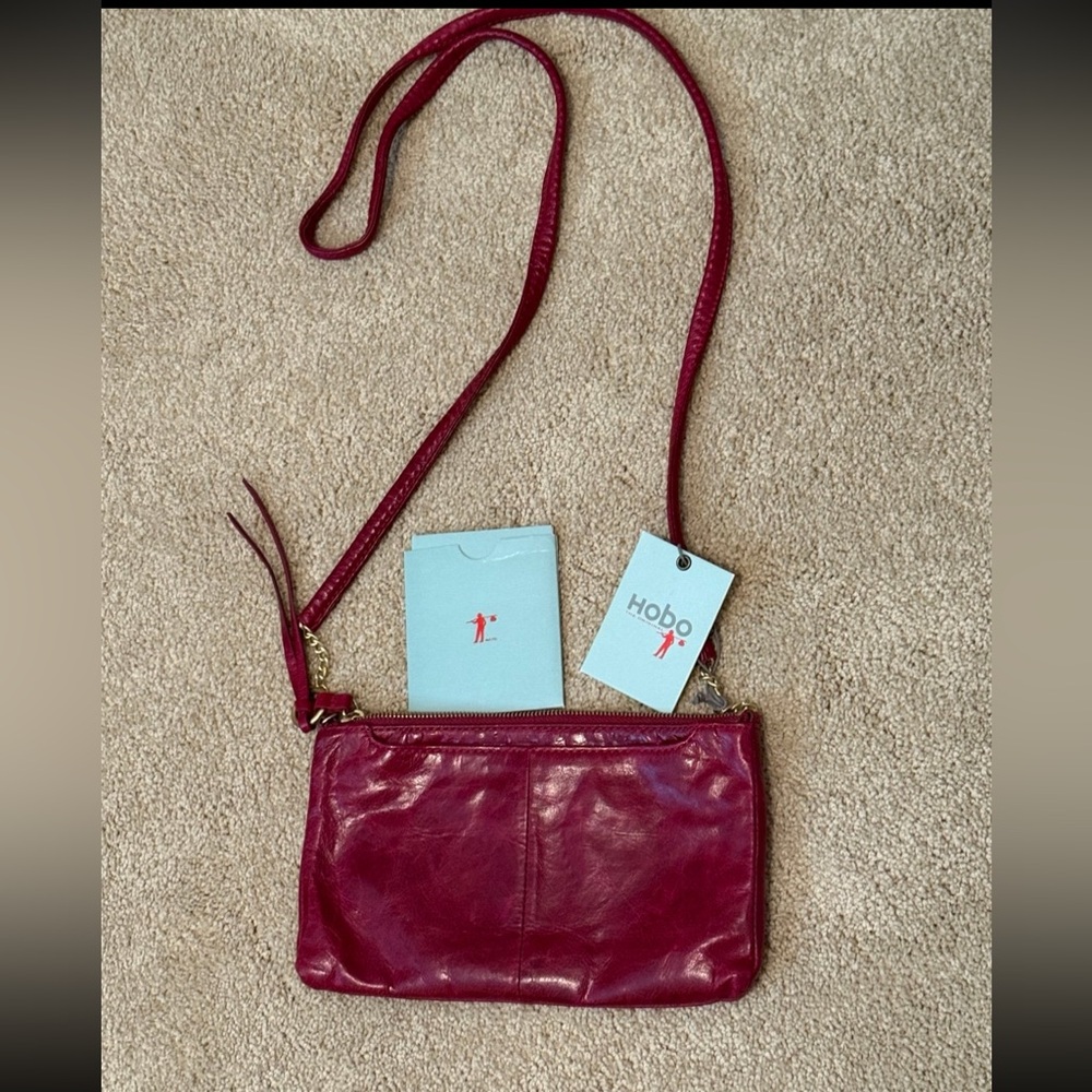 HOBO Red Leather Convertible Crossbody Clutch